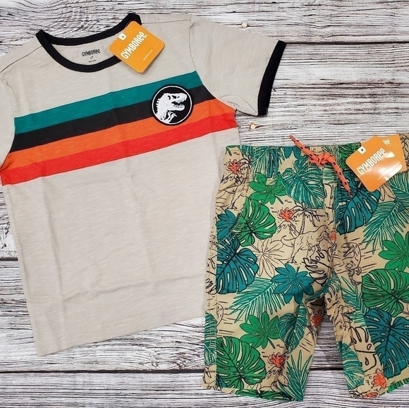 Gymboree Jurassic World Dinosaur Print T-Shirts & Matching Shorts Bundle 4T NWT - Picture 12 of 16